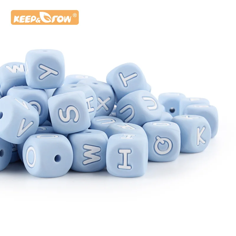 

Keep&Grow 100pcs Baby Silicone 12mm Letter Beads Rodent Beads Alphabet Perle Silicone Newborn Molars Teether Pacifier Chain Toys