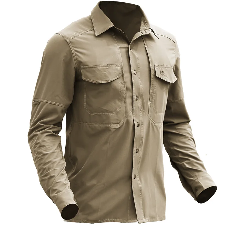 Outdoor Hiking Shirts Men's Spring Quick-Drying Breathable Fishing Tactical Shirts Military Long Sleeve Sports Tee Tops Shirt