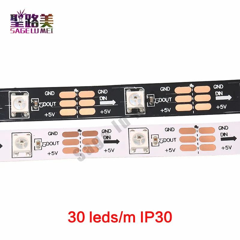 1M/5M DC5V Secara Individual Addressable Ws2812b Led Strip Ws2811ic Built-In 30/60/144 Piksel, smart Rgb Led Light Tape Pita IP67