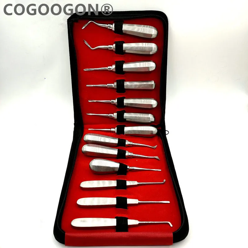 13pcs Dental Elevator Set Made in Pakistan Teeth Extraction Tooth Extracting Forceps Stainless Steel Curved Root Lift Elevator