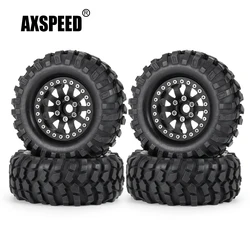 AXSPEED czarny aluminium 1.9 cal Beadlock felgi piasty OD 108mm gumowe opony dla Axial SCX10 D90 1/10 zdalnie sterowany samochód gąsienicowy części