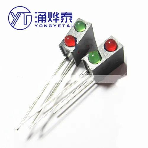 

YYT 20PCS LED lamp holder with lamp 3MM red and green double color 2 black square lamp post 90 degree bent pin