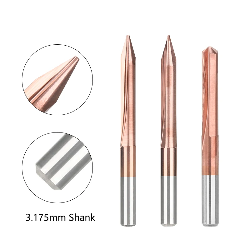 XCAN Milling Cutter 3.175mm Shank CNC Carving Bit 20,30,45,60,90 Degrees V Shape End Mill 2 Flute Engraving Bit Router Bit