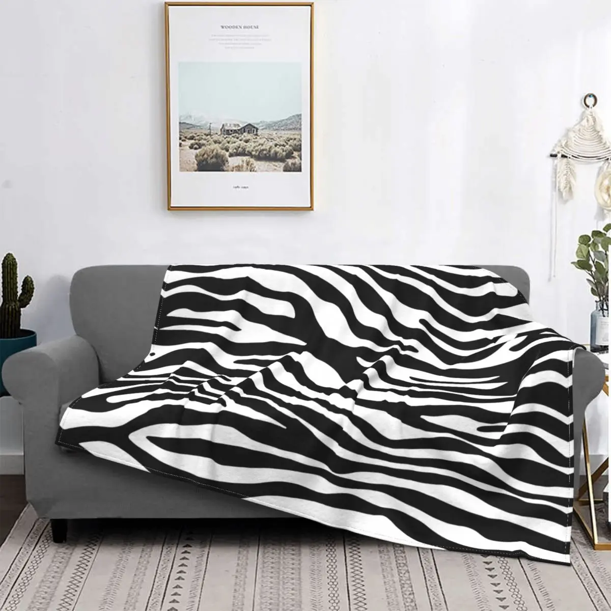 

Zebra Print Velvet Throw Blankets Animal Skin Texture Blankets for Bedding Office Ultra-Soft Bed Rug