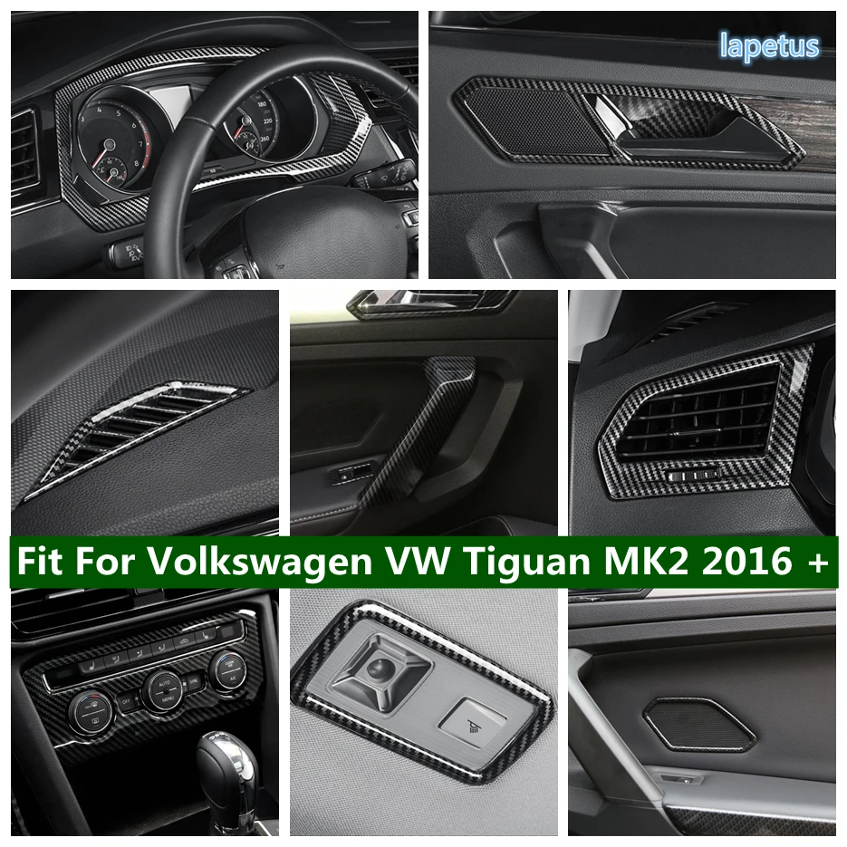 

Window Lift Button Air Outlet AC Vent Decor Frame Door Speaker Cover Trim For VW Tiguan MK2 2016 - 2023 Carbon Fiber Accessories