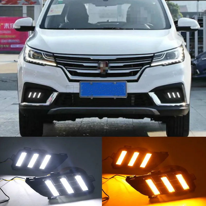 

LED DRL Fog lamp driving lights with Yellow Turn Signal Function For Roewe RX3 2018 Daytime running lights