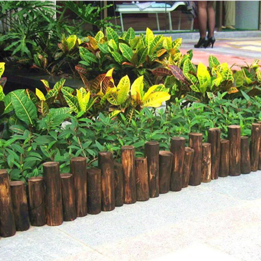 Support Dropshipping Anti-Corrosion Wood Log Lawn Grass Edging Garden Flower Bed Border Fence Decor Edging Garden Decoration