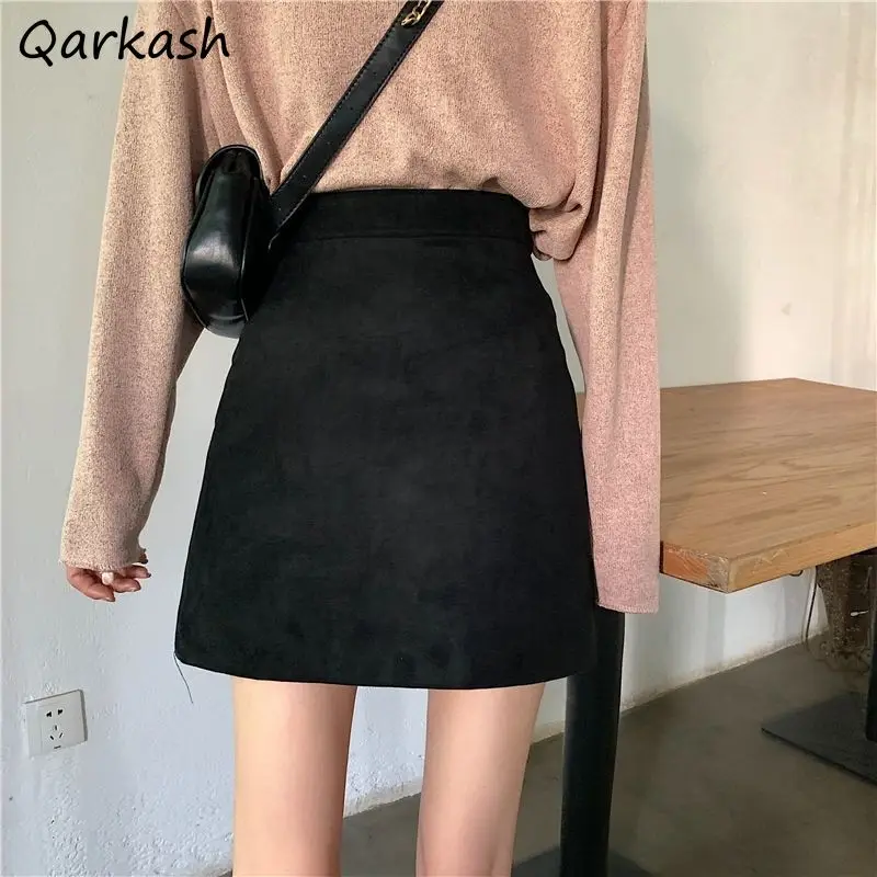 

Skirts Women Fit Girlish High Waisted Stylish Slim Mini Minimalist Autumn Soft New Basic Ins Faldas Classy Student Street Style