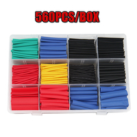 560pcs/box Heat Shrink Tubing Black Heat Shrink Tube Schrumpfschlauch Set Wire Shrink Wrap Ratio 2:1 Electrical Cable Sleeve Kit