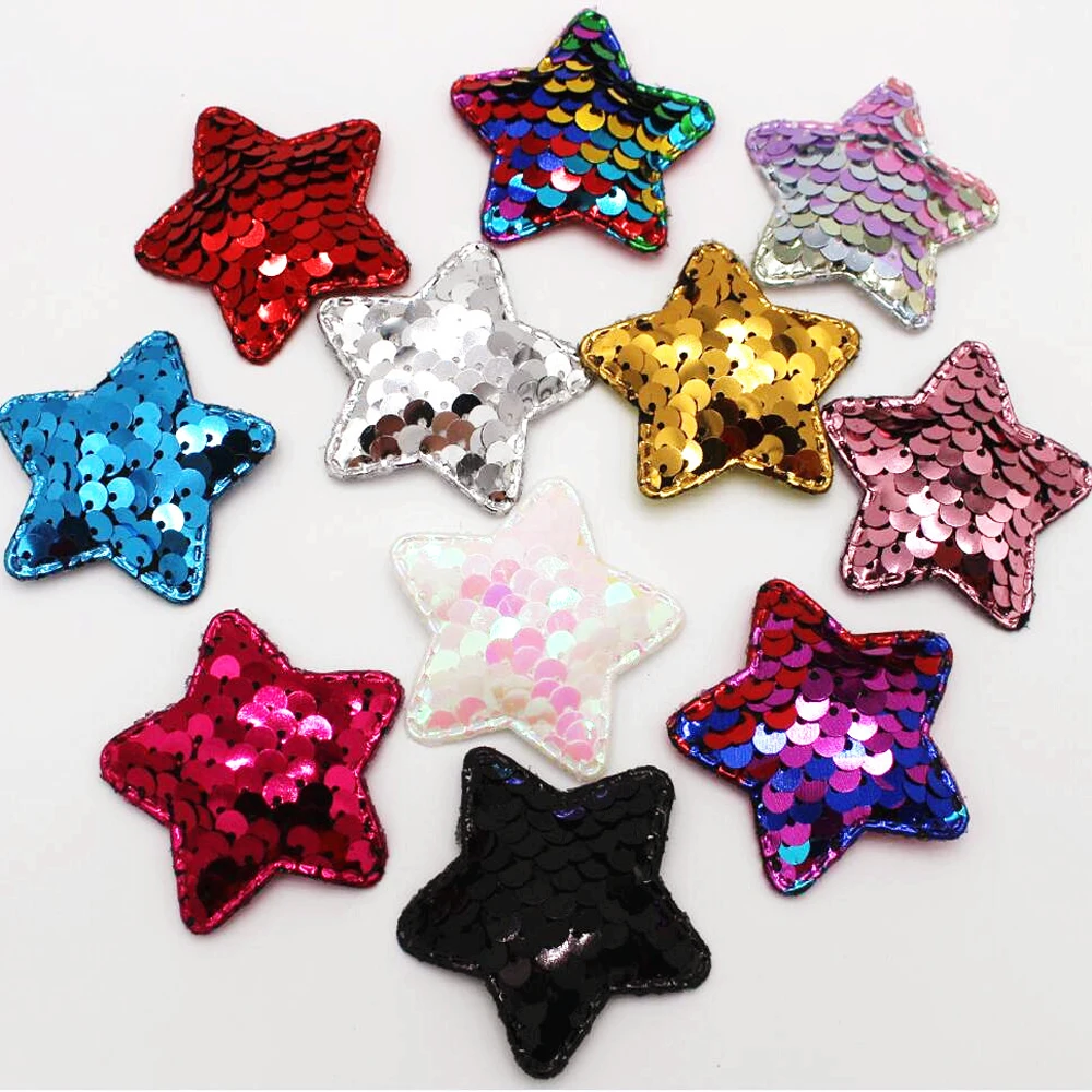 

48mm 20PCS colorful reversible five-pointed star sequins patch hairpin glitter DIY crafts material decoration mixed fashion clot