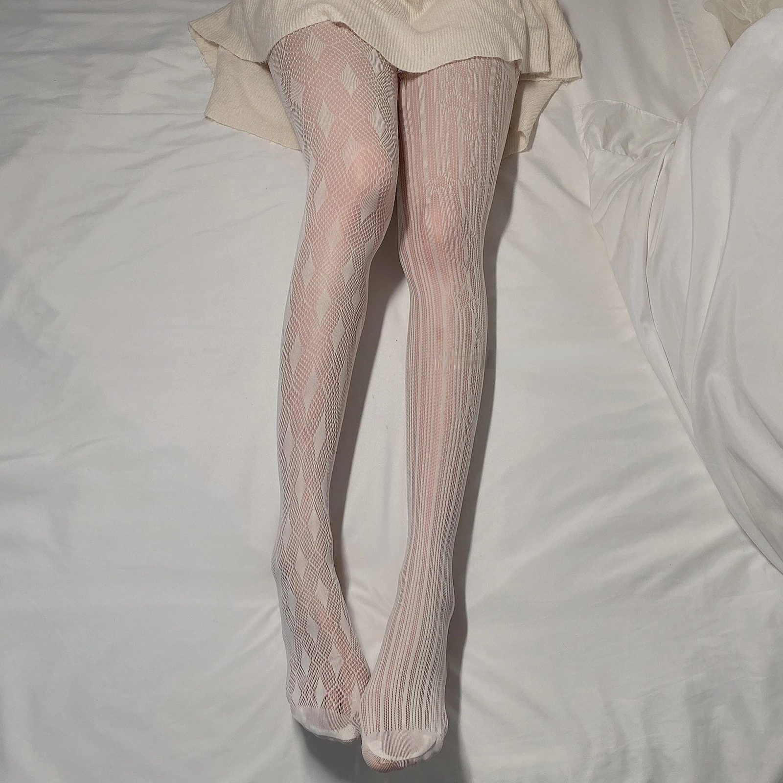 Pantimedias de pierna con diferentes patrones para mujer, medias sexys de rejilla de talla grande, color blanco, ropa de fiesta con fecha, 2022