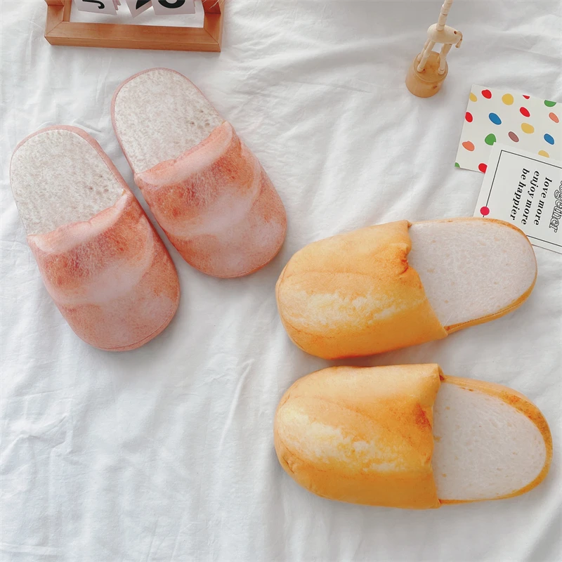 Simulation Bread Pattern Home Cotton Shoes Warm Winter Baguette Indoor Slippers Women Girl Soft and Thick Sole Non-slip Fashion