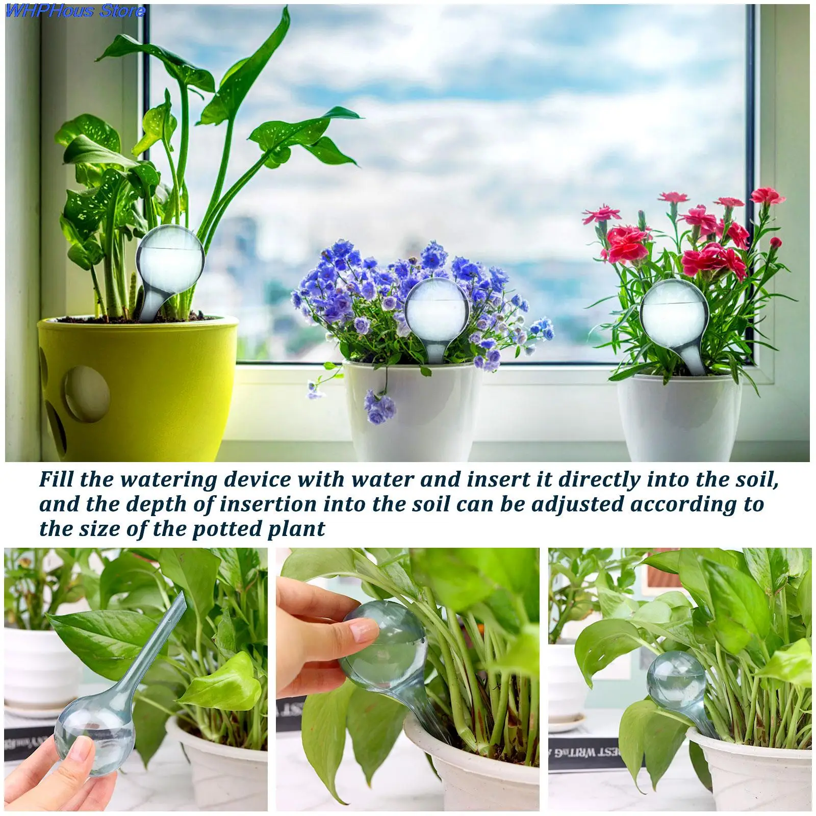 1PC Plant Rega Globos Self Watering System PVC Self Plant Rega Lazy Waterer Viagem Dripper Azul