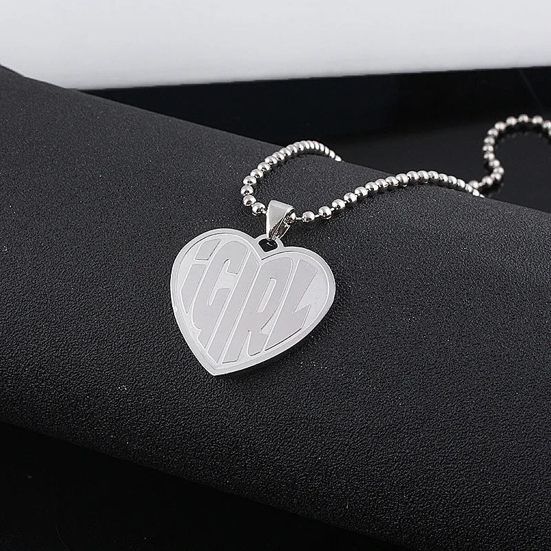 Love Heart IGIRL Stainless Steel Necklaces for Women Fashion Girl Cool Steel Strand Chain igirl Pendant Necklace bijoux 2020