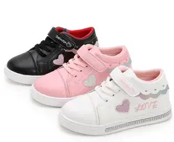 Kids Shoes School Girls Pu Tennis Shoes Lovely Print Princess Big Children Casual Sneakers Fashion Soft Bottom Shoes Plus velvet