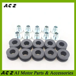 10Pcs Set Motorcycle Rubber Grommets Bolt Pressure Relief Cushion Kit Replacement Accessories for Honda Yamaha Suzuki Fairings