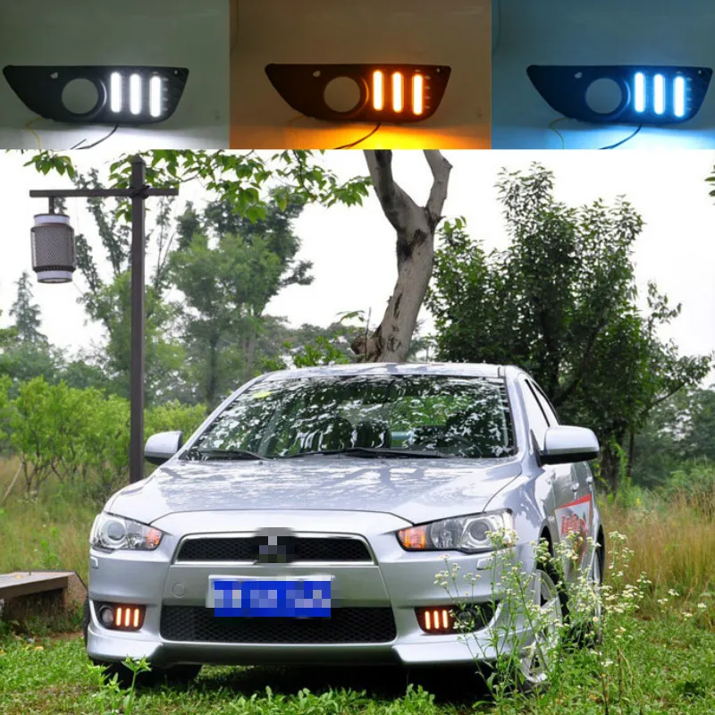 LED DRL Daytime Running Light fendinebbia 12V luci di marcia per auto per Mitsubishi Lancer EX 2009-2014