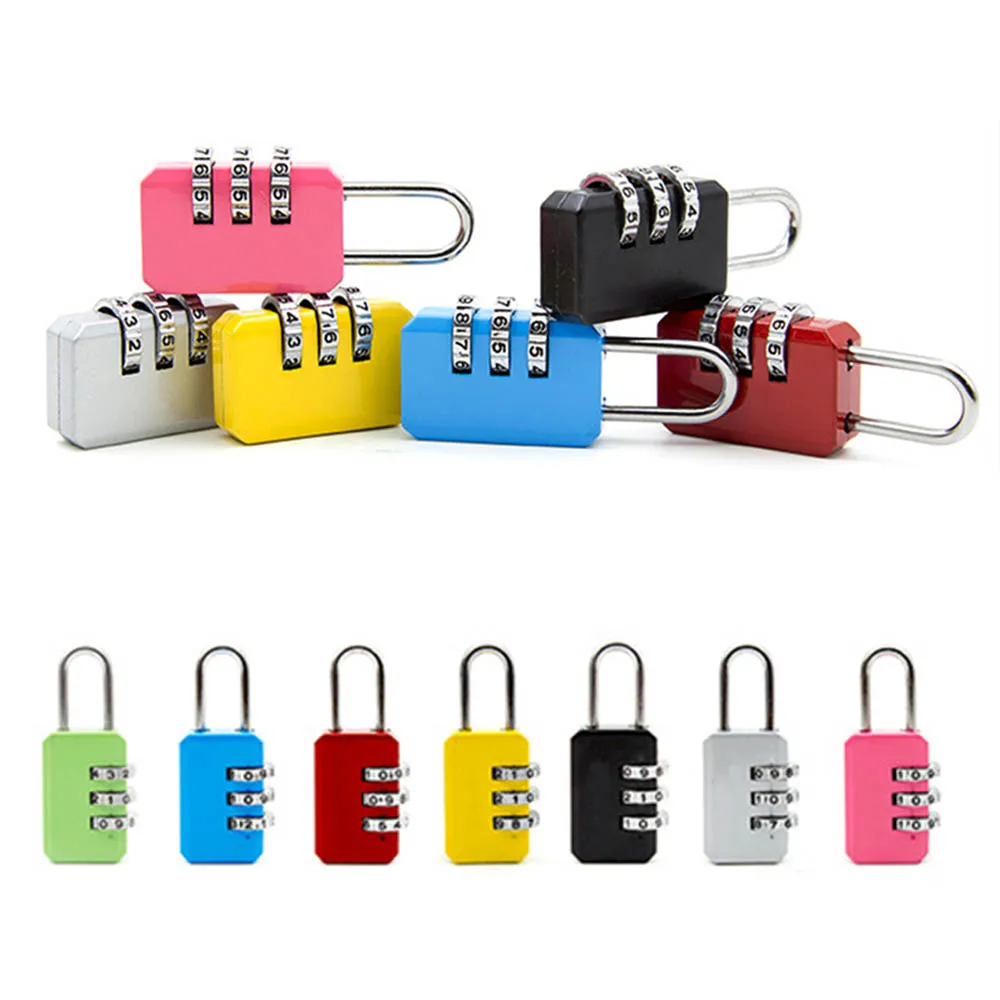 3 Dial Digits Code Number Password Resettable Combination Padlock Safety Travel Security Mini Lock For Luggage Lock Padlock Gym