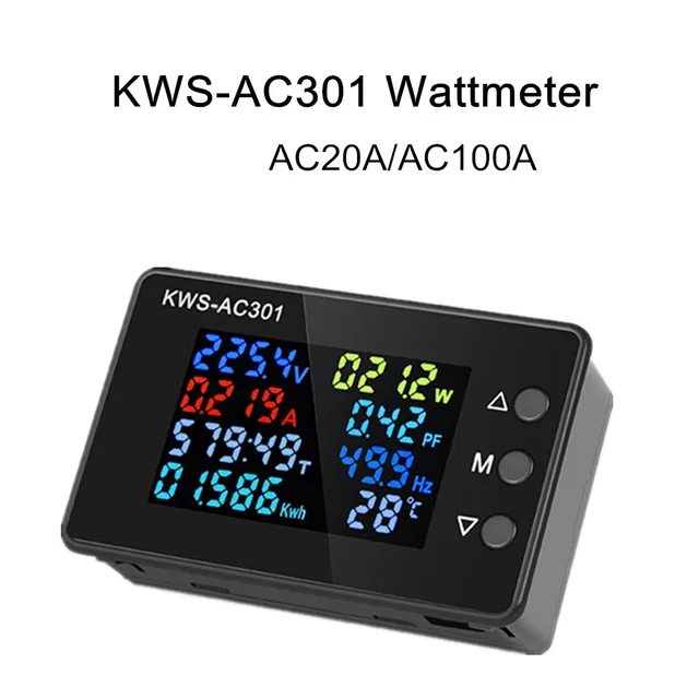 Watomierz KWS-AC301 Miernik mocy Woltomierz AC 50-300V Napięcie 50-60HZ Analizatory mocy LED AC Miernik energii elektrycznej 0-20/100A Detektor