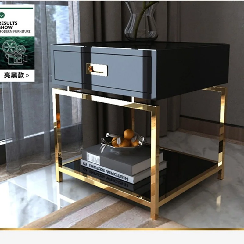 White Black Modern Iron Golden Nightstand Coffee Sofa End Bedside Table Home Furniture Bedstand Cabinet Cupboard Bedroom