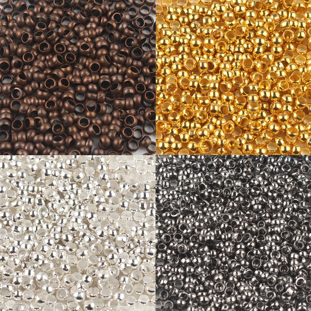 

1000pcs Gold Silver Color Ball Crimps End Beads 2-3mm Stopper Spacer Components Beads For Jewelry Making Finding DIY Accessories