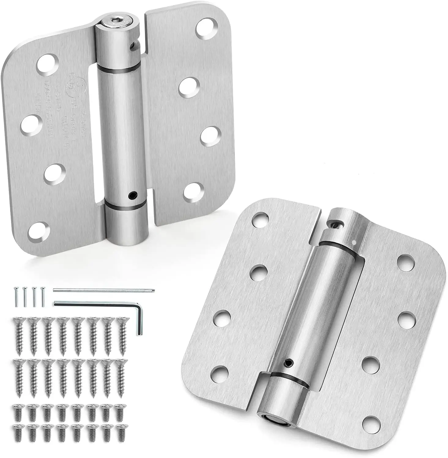 Door Hinges Satin Nickel Self-Closing Spring Door Hinges Heavy-Duty Spring Hinges for Interior and Exterior Doors, 5/8