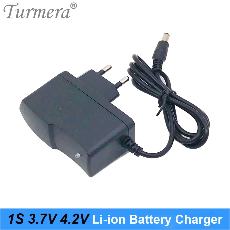 Turmera 3.7V 4.2V Li-ion Charger 1A 18650 Lithium Battery Charger DC5.5*2.1MM for 3.6V 4.2V Screwdriver Battery Pack Use EU Plug