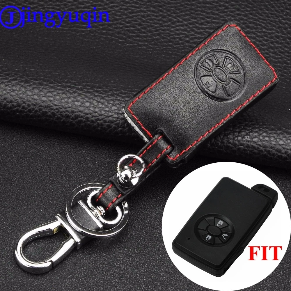 Jingyuqin Remote 3 Tasten Leder Smart Key Case Cover für Toyota Rav4 Corolla Yaris Mark x Hilux Vitz Aqua Camry Auris