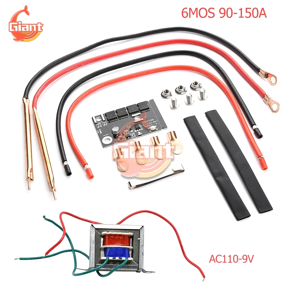 12V 6MOS Battery Energy Storage Spot Welding Machine PCB Circuit Board Welding Equipment Spot Welder Pen AC 110-9V Transformer