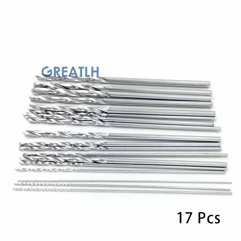 17pcs/set Orthopedics Surgery Tool Stainless Steel Drill Bits 0.8mm-4.8mm Autoclavable Drill Bits Medical Pet Tools 115mm Long