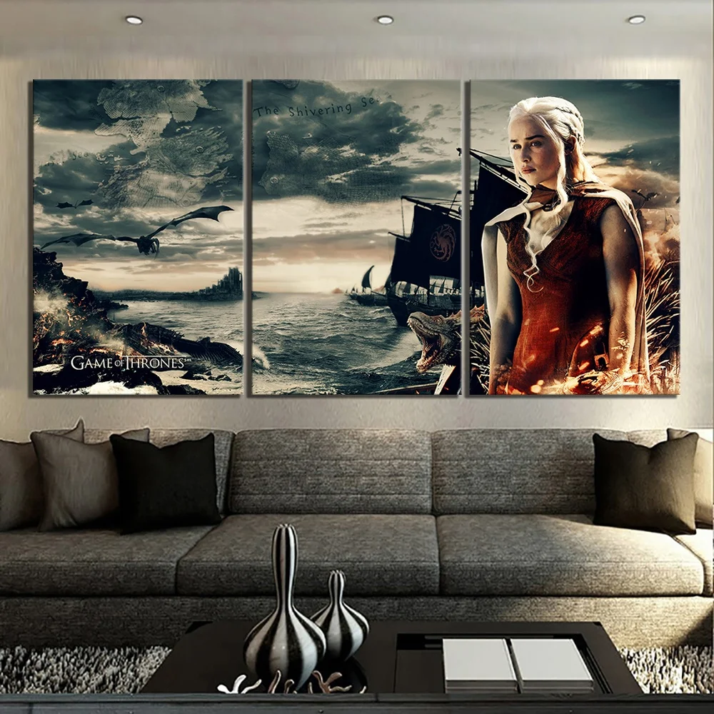 

A Song of Ice and Fire Poster 3 Pcs Canvas Painting Modern Home Decoration Living Room Canvas Print Painting Wall Decor Picture