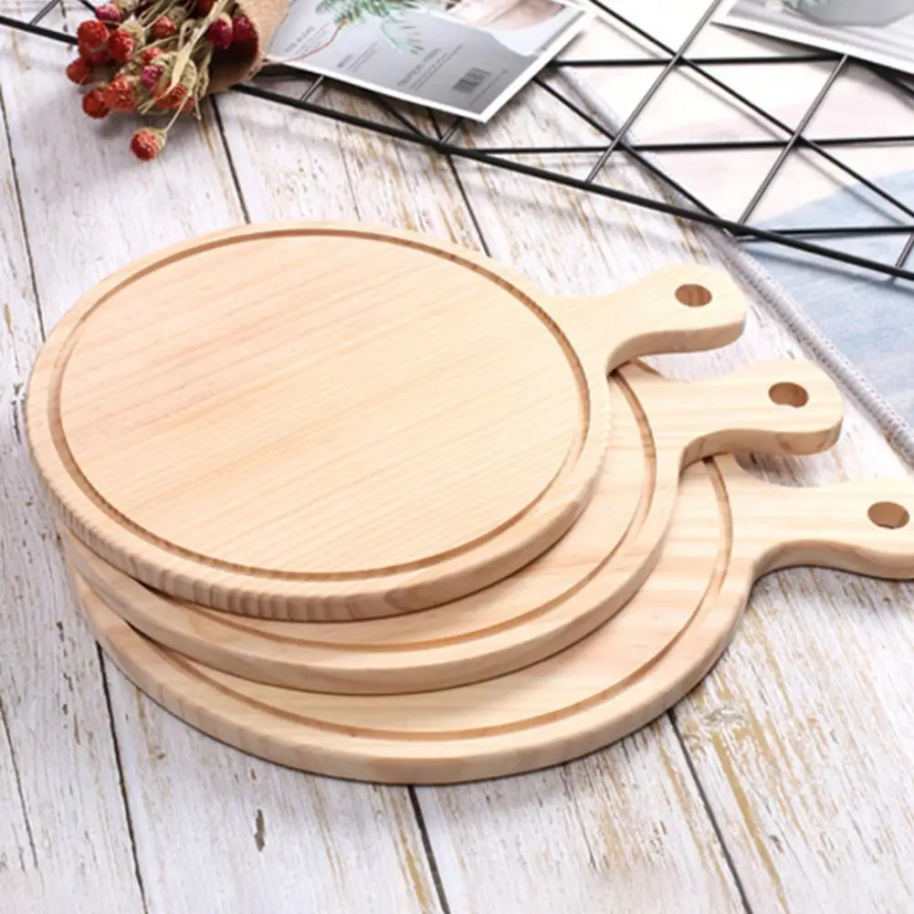 Useful Pizza Paddle Board Premium with Handle Anti-deform Washable Thicken Wood Burr Free Cheese Bread Cutting Board for Kitchen