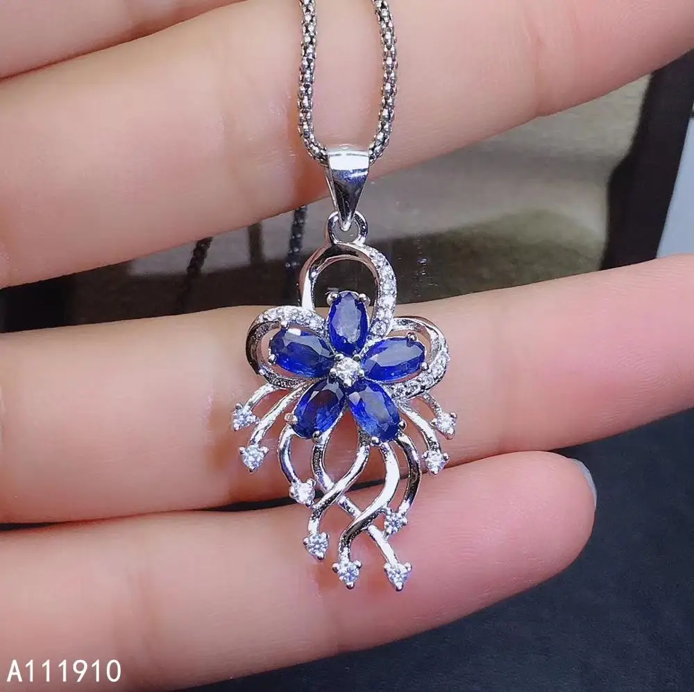 

KJJEAXCMY fine jewelry 925 sterling silver inlaid Natural sapphire Women's pendant necklace supports detection popular noble