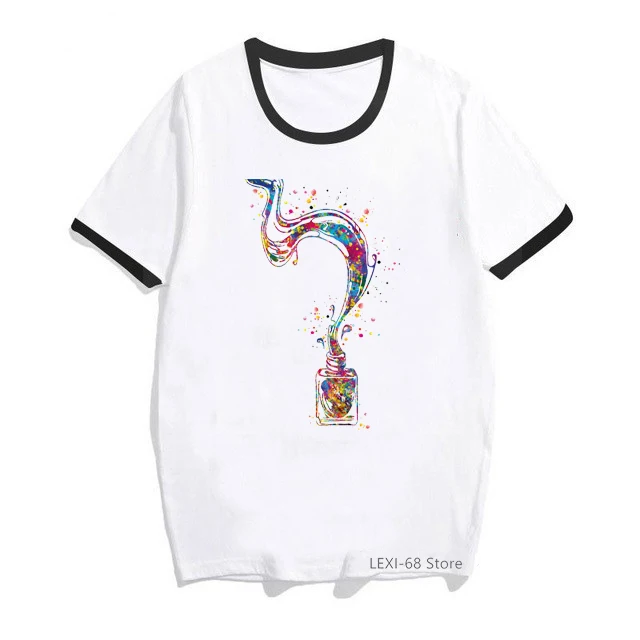 2024 Hete Verkoop Aquarel Nagellak T-Shirt Dames Kleding T-Shirt Femme Zomer Mode T-Shirt Dames Kawaii Kleding