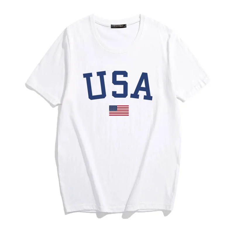 Harajuku Summer Women T-shirts Casual USA Flag Printed Tops Tee Female T Shirt Short Sleeve T Shirt Streetwear t-shirt