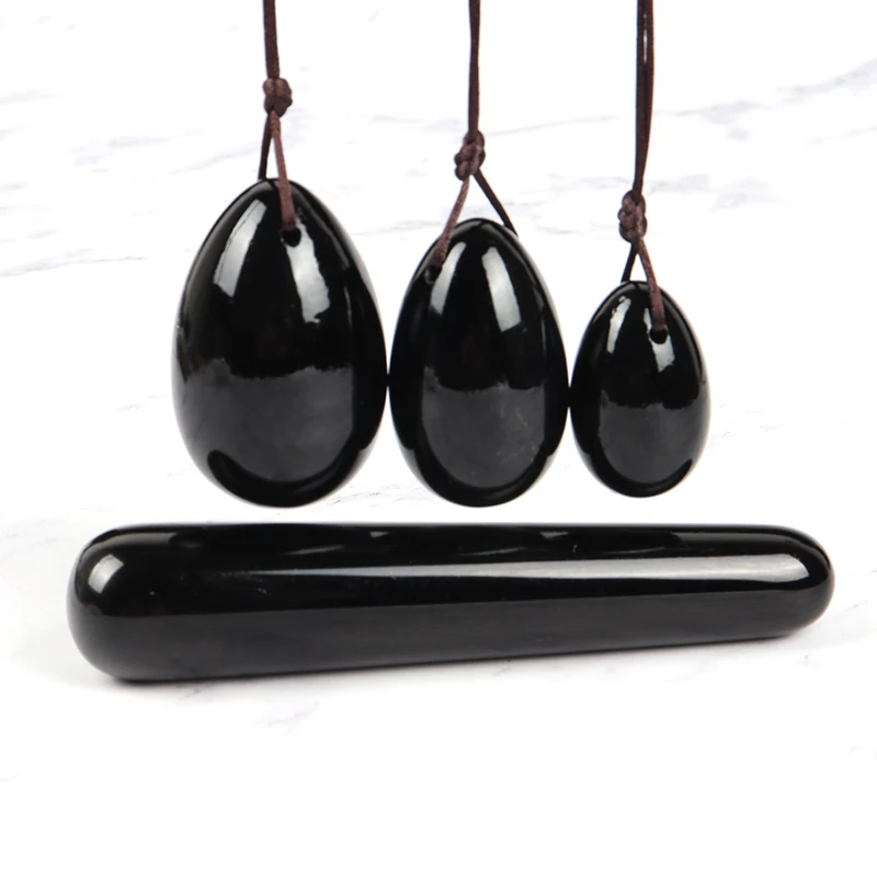 

Obsidian Massage Egg Set Yoni Wand Natural Crystal Jade Stone Ball Kegel Vaginal Exercise Tool Pelvic Floor Muscle Health Care