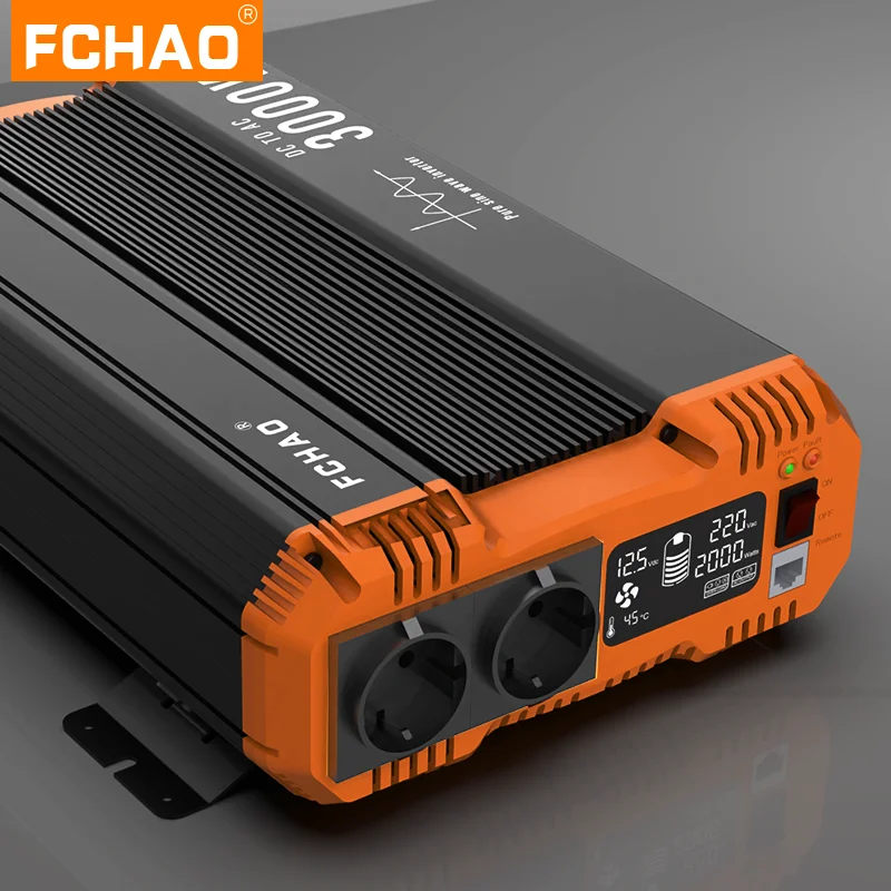 Imagem -02 - Fchao-inversor de Onda Senoidal Pura com Display Lcd Conversor de Energia Transformador de Tensão Acessórios Auto Ups Ups 12v 24v 220v 110v 6000w