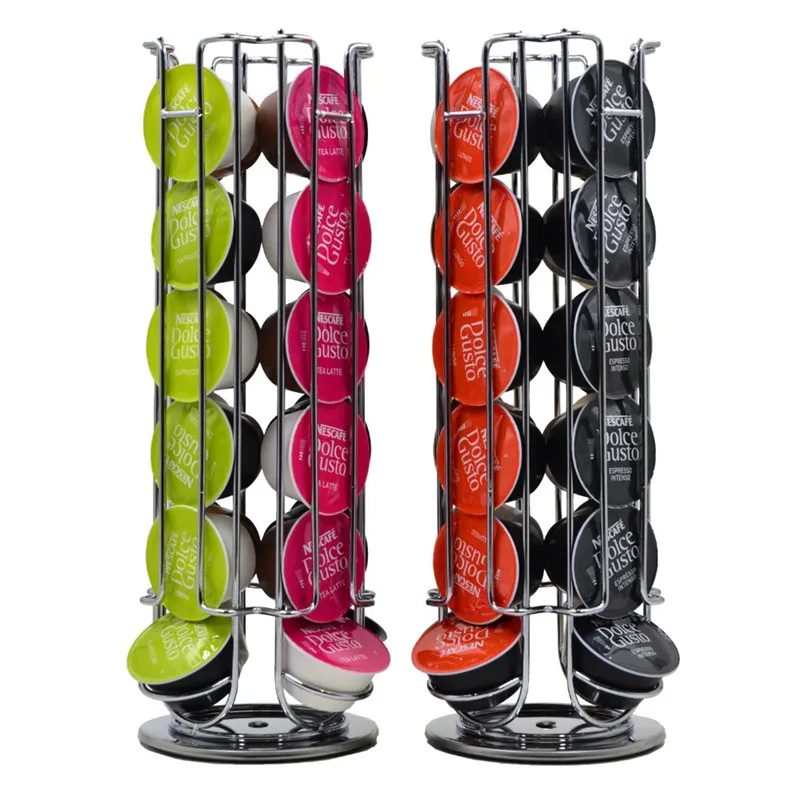 New Metal Coffee Pod Holder For Dolce Gusto Rack Capsule Chrome Plating Stand Coffee Capsule Storage