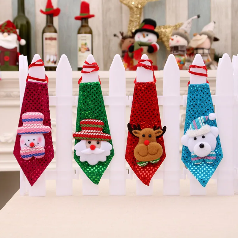 1Pcs Cartoon Creative Luminous Cloth Children Christmas Bows Tie Gifts Cute Mini Christmas Party Decoration Supplies