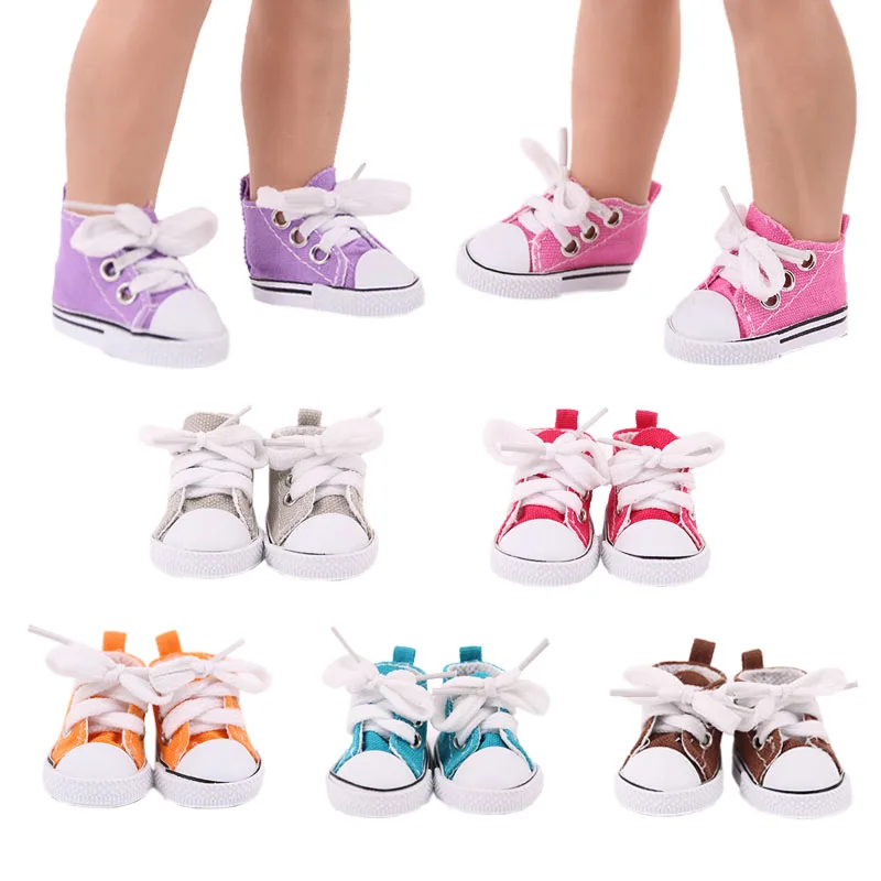 5cm Shoes For Dolls Handmade Multicolor Canvas Shoes Fit 14.5 Inch American Wellie Wishers Doll&Nacy&EXO Doll Toy For Girls Gift