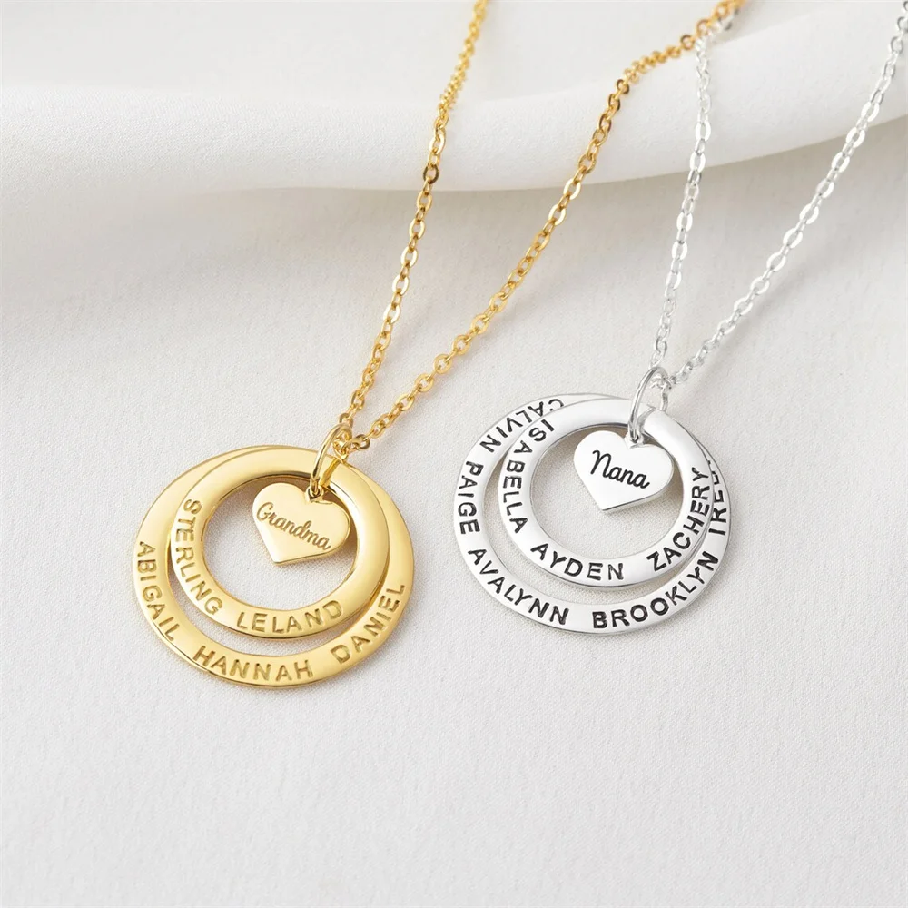 Tangula Customized Name Necklace Stainless Steel Pendant with Family Name A Perfect Gift for Grandma Mom on Any Occasion