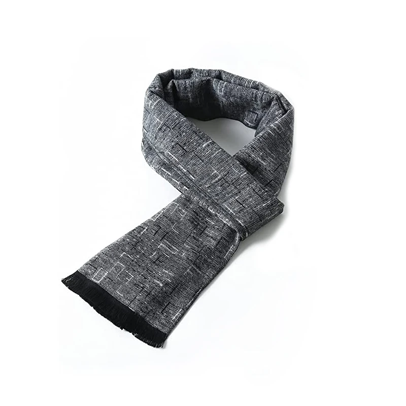 2024 Autumn Winter Men\'s Scarf Cotton Cashmere Man Scarves Black Gray Mens Neckcheif Scarfs Shawls Classic Vintage Scarf for Men