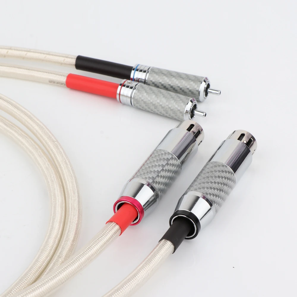 Hi-end OFC Silver Plated RCA to XLR Male/female Interconnect Cable Hifi Audio Carbon Fiber Connector Extension Cord