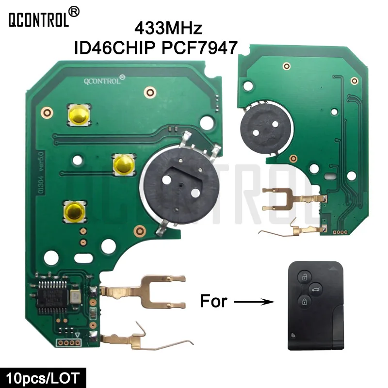 

QCONTROL Car Remote Smart Key Circuit Electronic Board for Renault Megane Scenic PCF7947 Chip 433MHz Control Alarm Door Lock