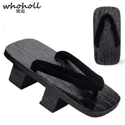 Whoholl Jiraiya Cosplay Japanese Kimono Geta Clogs Man Women Unisex Sandals Wooden Shoestwo-toothed High Cos Couple Shoes