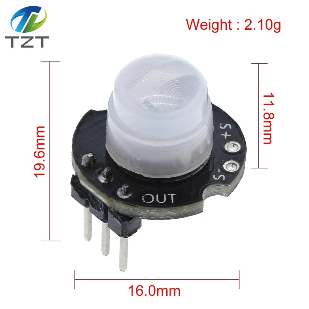 TZT SR602 MINI czujnik ruchu moduł detektora piroelektryczny zestaw podczerwieni PIR przełącznik sensoryczny uchwyt dla arduino Diy z obiektywem