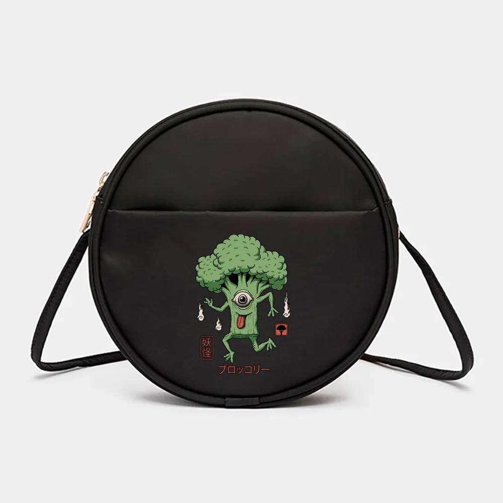 Crossbody Shoulder of Women Cute-monster Pattern Hobo Bags Cosmetics Circular Messenger Bag  Party Bag  Round Messenger Bags