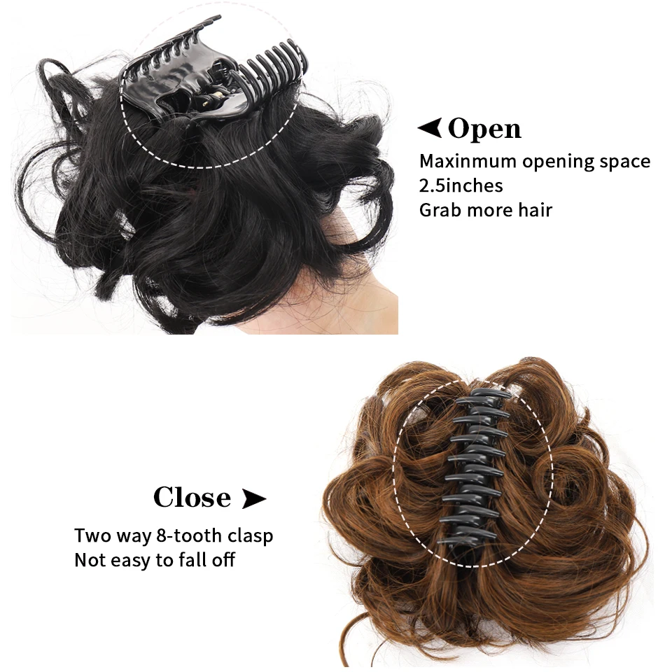 HUAYA Messy Curly Short Synthetic Hair Extension Chignon Donut Roller Bun Wig Claw Clip In Hairpiece for Women