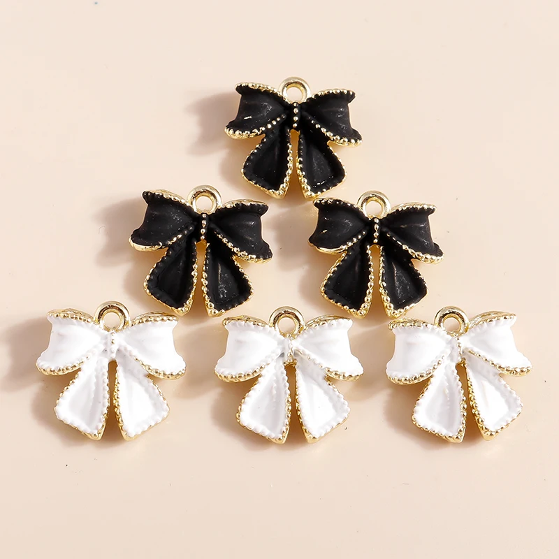 5pcs Lovely Black White Bowknot Cute Bow tie Charms for DIY Jewelry Making Pendants of Necklace Bracelet Dangle Earrings Charms