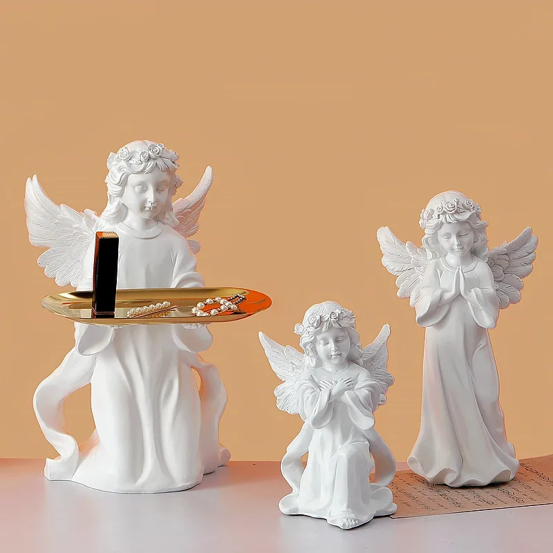 

Nordic Cute Resin Angel Storage Tray Ornaments Store Cafe Furnishing Decoration Feng shui Home room Desktop Sculpture Crafts